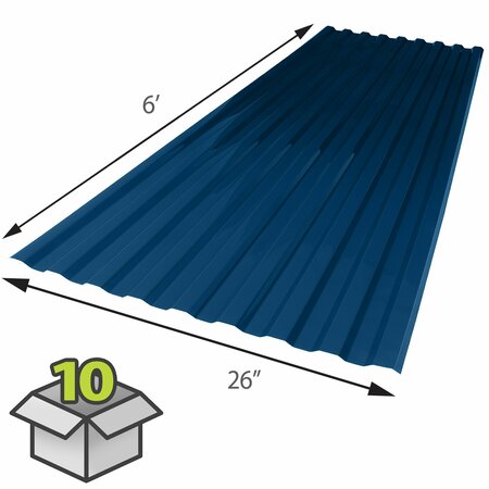 Suntuf 26 in. x 6 ft. Blue Polycarbonate Roof Panel, 10PK 191897